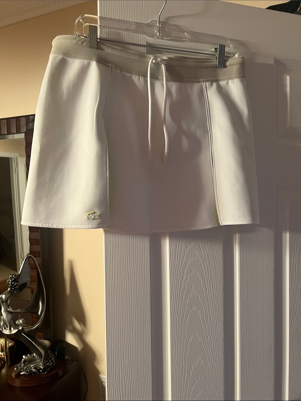 Lacoste White Athletic Tennis Skort with Drawcord Waistband